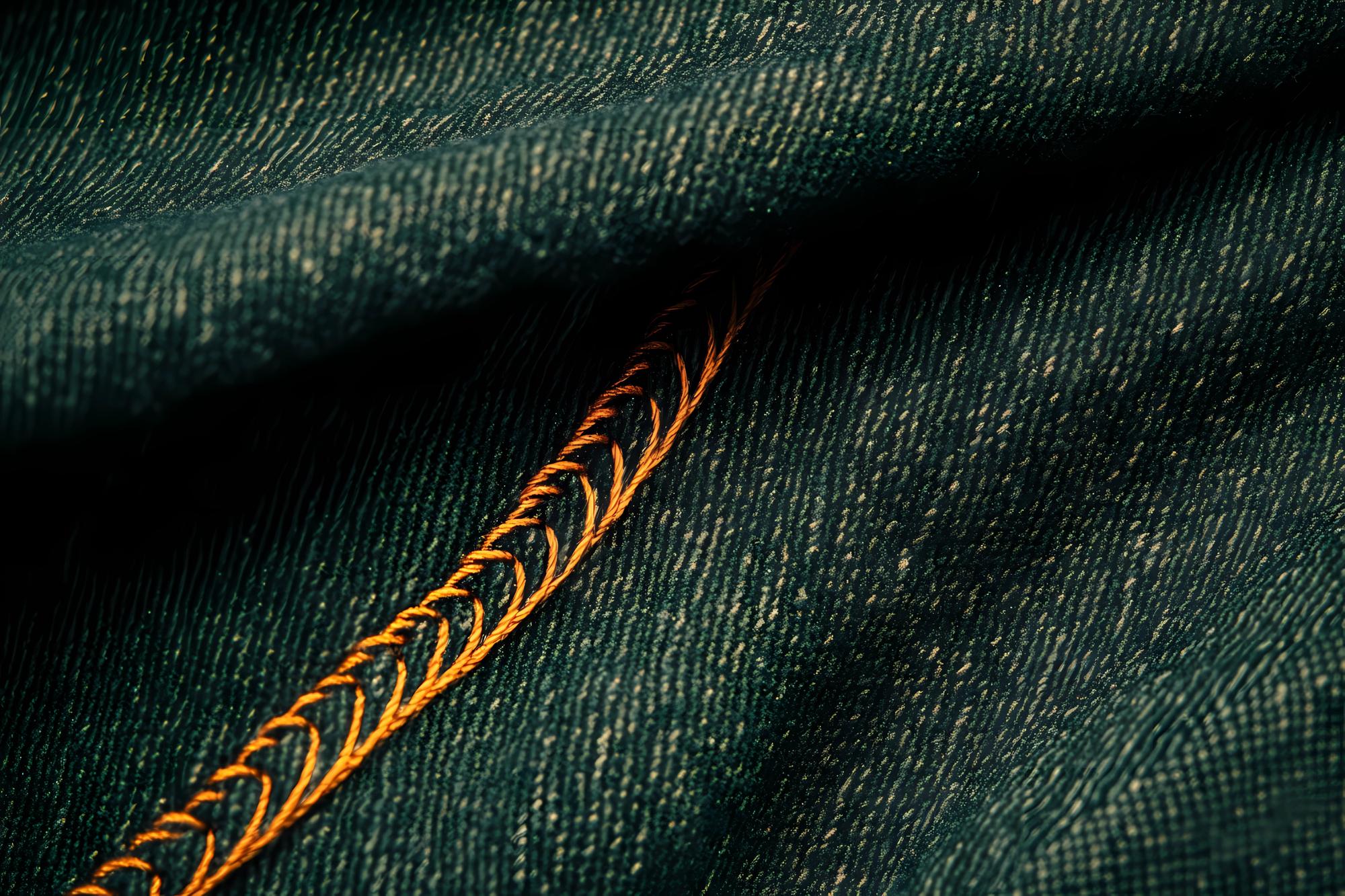 close-up of metallic thread embroidery on dark fabric